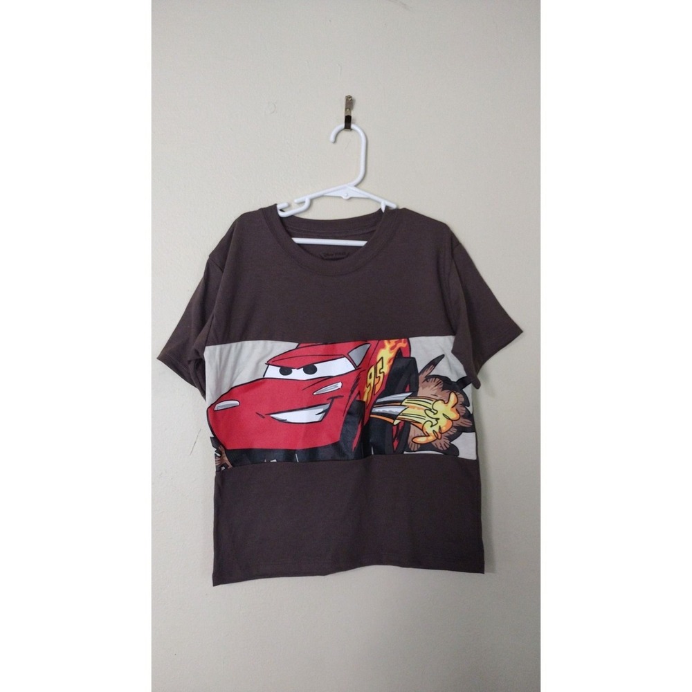 Disney Pixar Cars Lightning McQueen Race Ready Brown Graphic T-Shirt Boys Size 7